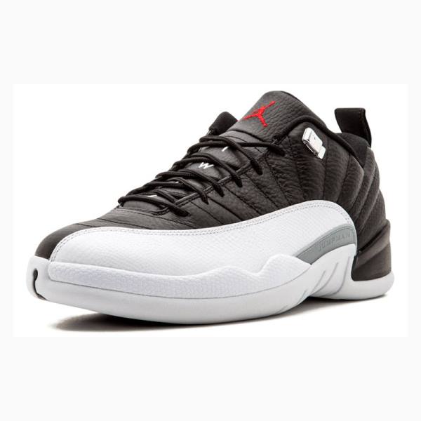 Black / White Men's Nike Retro Low Playoffs Sneakers Air Jordan 12 | JD-279AF