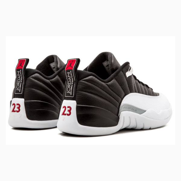 Black / White Men's Nike Retro Low Playoffs Sneakers Air Jordan 12 | JD-279AF