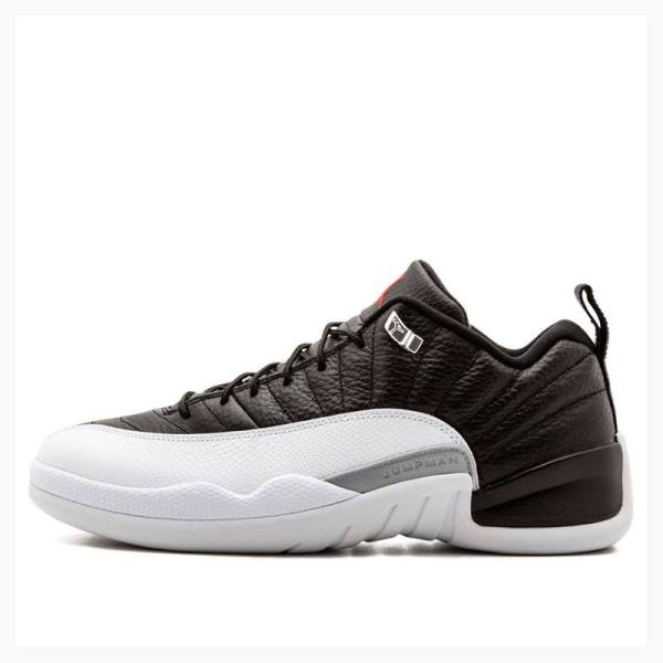 Black / White Men\'s Nike Retro Low Playoffs Sneakers Air Jordan 12 | JD-279AF