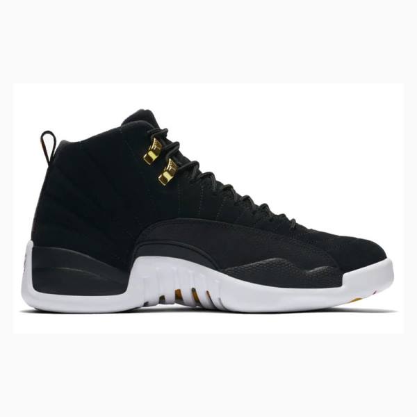 Black / White Men's Nike Retro Reverse Taxi Basketball Shoes Air Jordan 12 | JD-981EK