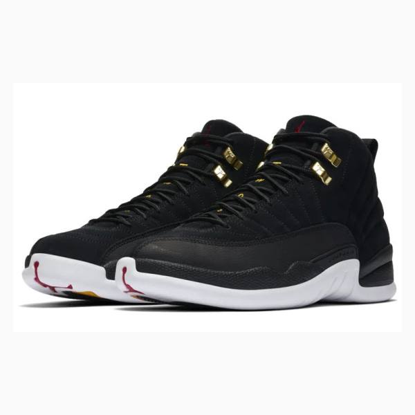 Black / White Men's Nike Retro Reverse Taxi Basketball Shoes Air Jordan 12 | JD-981EK