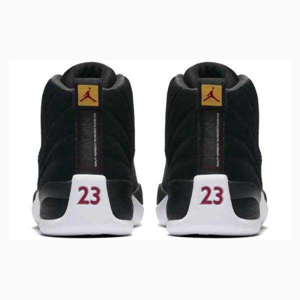 Black / White Men's Nike Retro Reverse Taxi Basketball Shoes Air Jordan 12 | JD-981EK