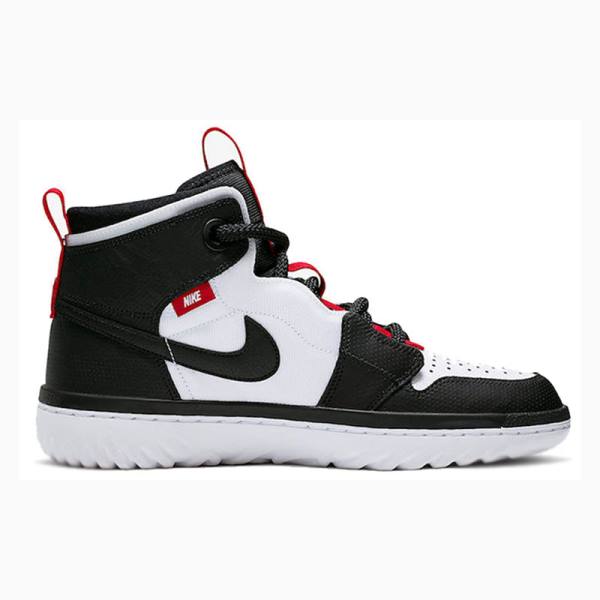 Black / White / Red Men's Nike High React Gym Basketball Shoes Air Jordan 1 | JD-649HU