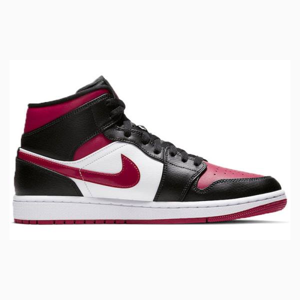 Black / White / Red Men's Nike Mid Noble Basketball Shoes Air Jordan 1 | JD-654VN