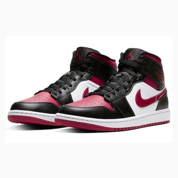 Black / White / Red Men's Nike Mid Noble Basketball Shoes Air Jordan 1 | JD-654VN