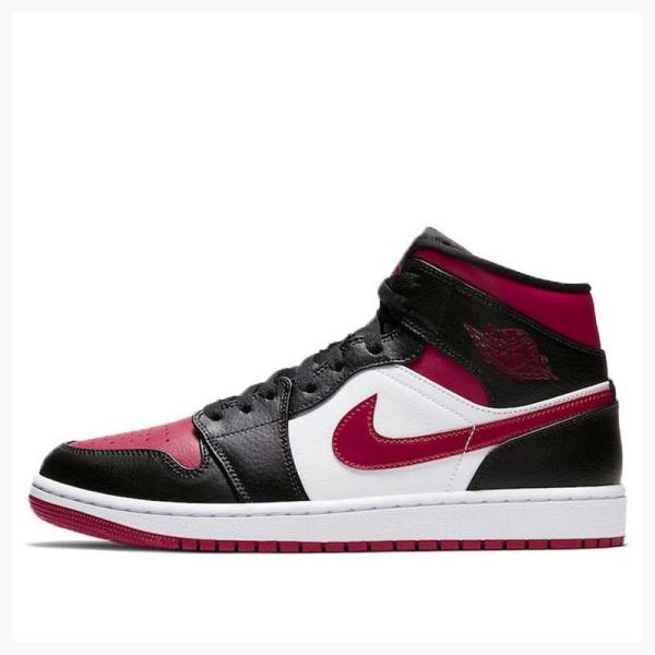 Black / White / Red Men\'s Nike Mid Noble Basketball Shoes Air Jordan 1 | JD-654VN