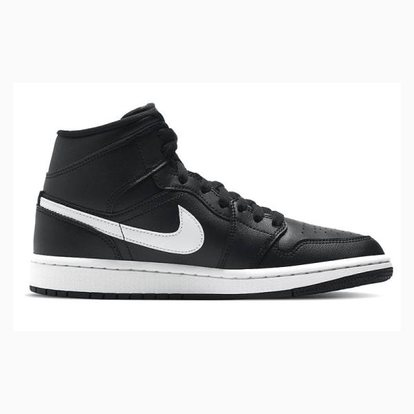 Black / White Women's Nike Mid Basketball Shoes Air Jordan 1 | JD-987BN