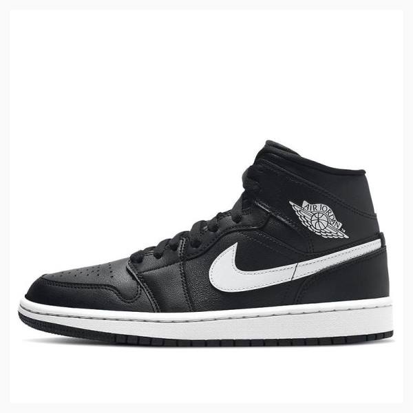 Black / White Women\'s Nike Mid Basketball Shoes Air Jordan 1 | JD-987BN