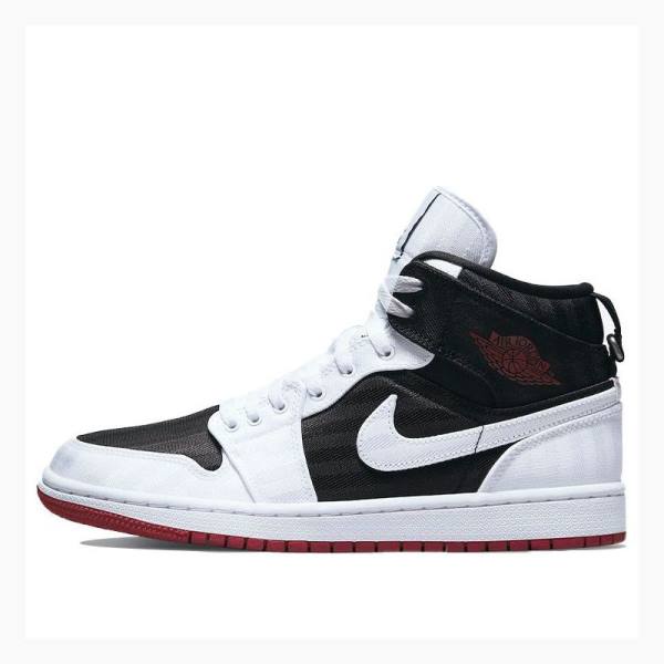 Black / White Women\'s Nike Mid SE Utility Canvas Gym Basketball Shoes Air Jordan 1 | JD-627HD