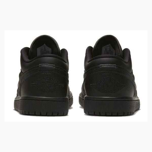 Black Women's Nike Low Triple Black Quilted Sneakers Air Jordan 1 | JD-682HK