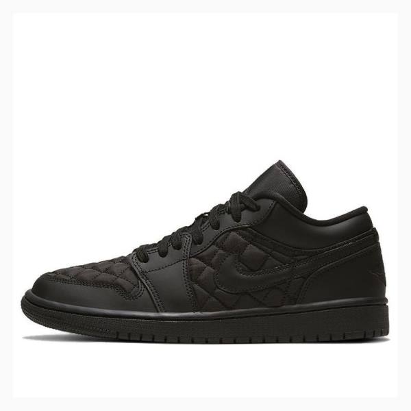 Black Women\'s Nike Low Triple Black Quilted Sneakers Air Jordan 1 | JD-682HK