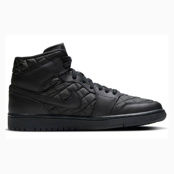 Black Women's Nike Mid SE 'Black Quilted' Basketball Shoes Air Jordan 1 | JD-302CT