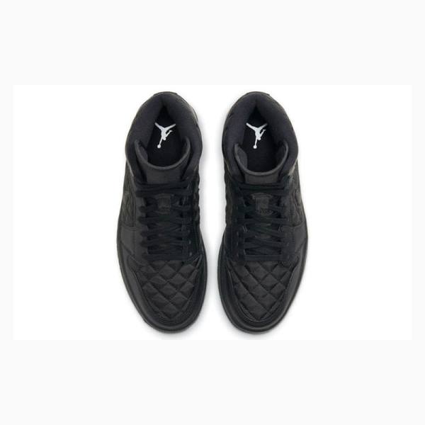 Black Women's Nike Mid SE 'Black Quilted' Basketball Shoes Air Jordan 1 | JD-302CT