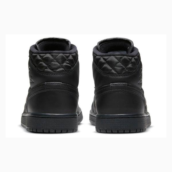 Black Women's Nike Mid SE 'Black Quilted' Basketball Shoes Air Jordan 1 | JD-302CT