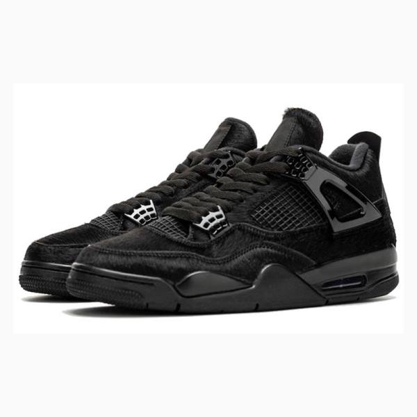 Black Women's Nike Retro Pony Hair Basketball Shoes Air Jordan 4 | JD-325UH