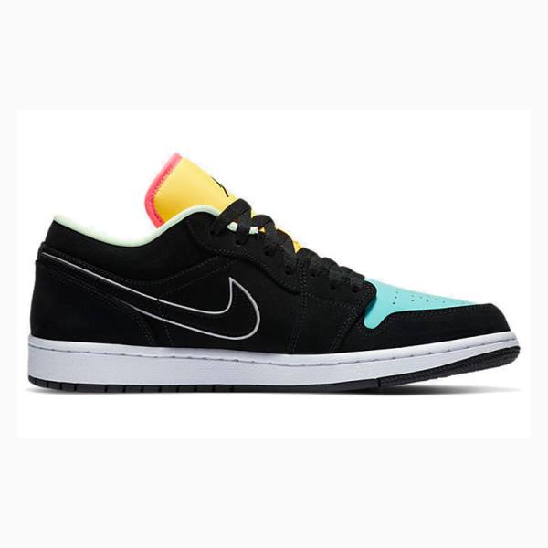 Black / Yellow / Green Men's Nike Low SE Sneakers Air Jordan 1 | JD-382YR