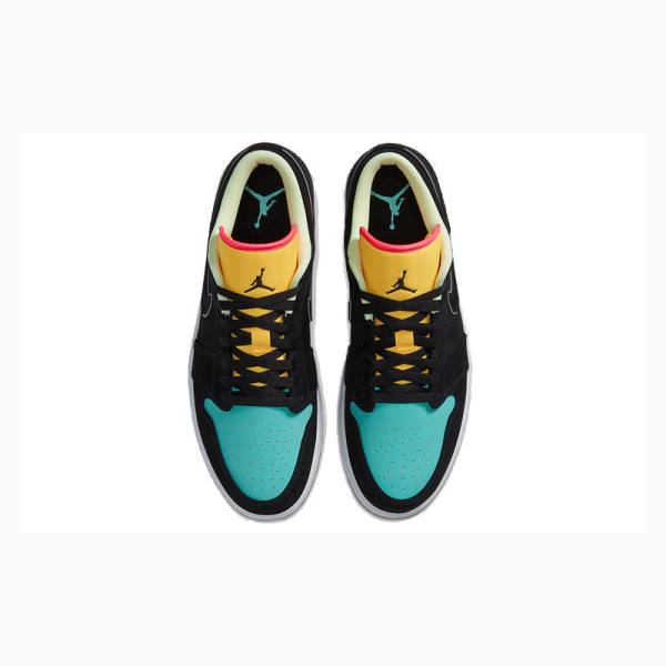 Black / Yellow / Green Men's Nike Low SE Sneakers Air Jordan 1 | JD-382YR