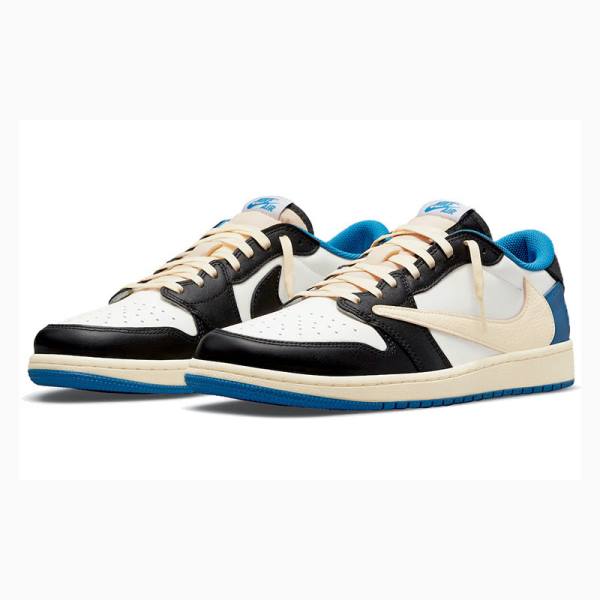 Blue / Black Men's Nike Low Travis Scott x Fragment Sneakers Air Jordan 1 | JD-759QY