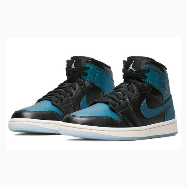 Blue / Black Women's Nike Mid Iridescent Basketball Shoes Air Jordan 1 | JD-439ZO