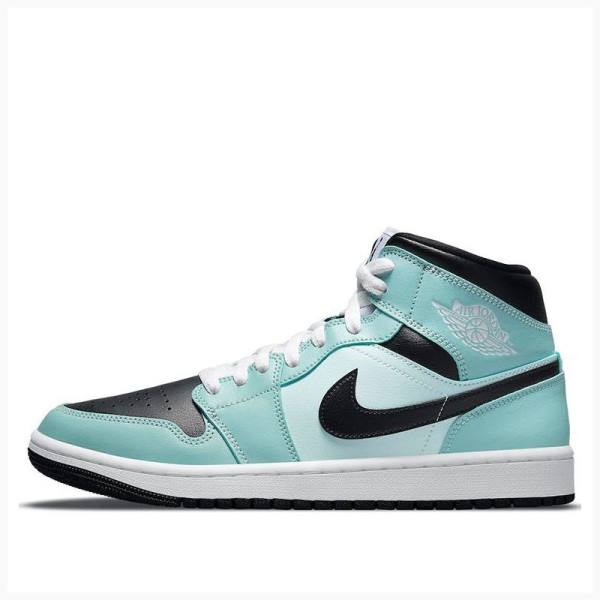 Blue / Black Women\'s Nike Mid Teal Tint Basketball Shoes Air Jordan 1 | JD-281VW