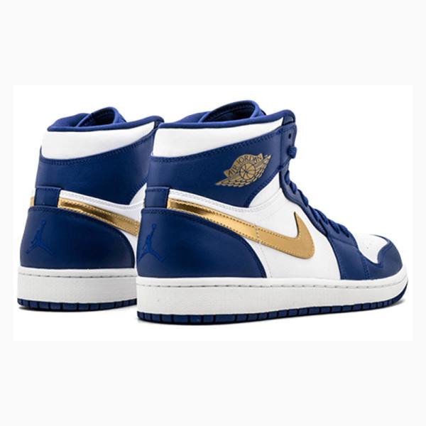 Blue / Gold Men's Nike Retro High Olympic Metal Basketball Shoes Air Jordan 1 | JD-857BW