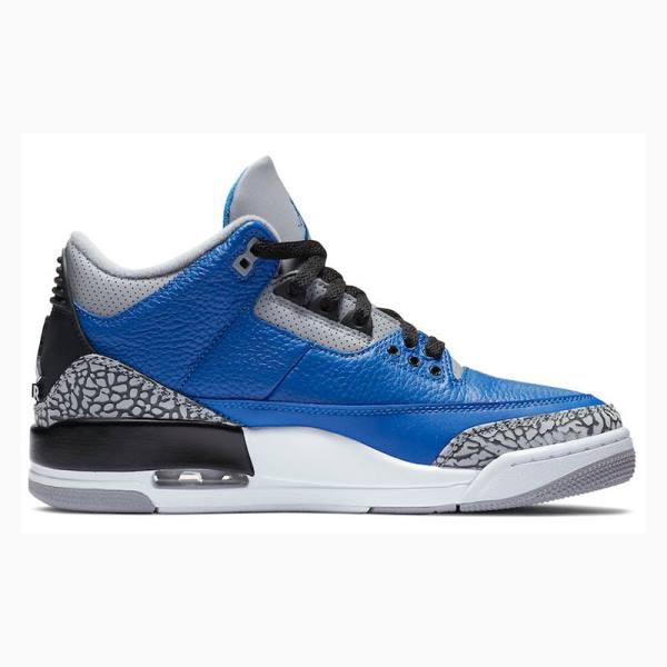 Blue / Grey Men's Nike Retro Varsity Royal Basketball Shoes Air Jordan 3 | JD-351ID