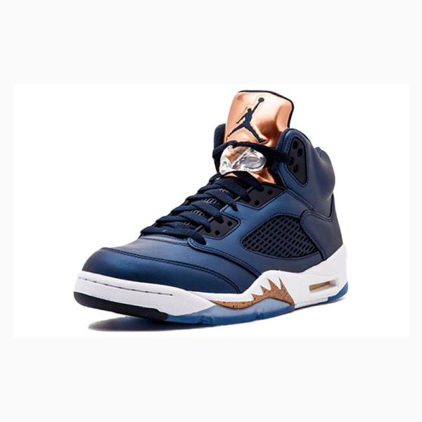 Blue Men's Nike Retro Bronze Basketball Shoes Air Jordan 5 | JD-437EB