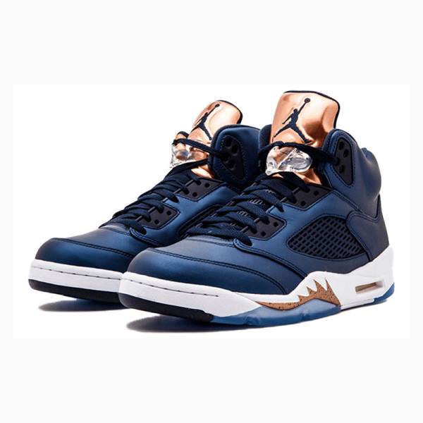 Blue Men's Nike Retro Bronze Basketball Shoes Air Jordan 5 | JD-437EB