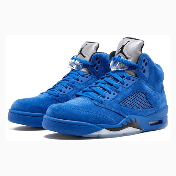 Blue Men's Nike Retro Flight Suit - Suede Basketball Shoes Air Jordan 5 | JD-289CU