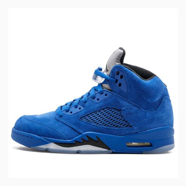 Blue Men\'s Nike Retro Flight Suit - Suede Basketball Shoes Air Jordan 5 | JD-289CU