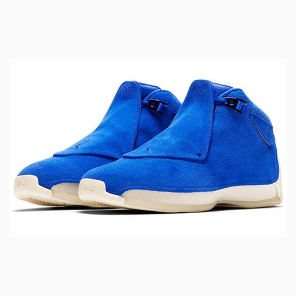 Blue Men's Nike Retro Suede Basketball Shoes Air Jordan 18 | JD-672RK