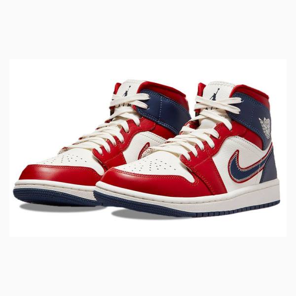 Blue / Red Women's Nike Mid Basketball Shoes Air Jordan 1 | JD-823PM