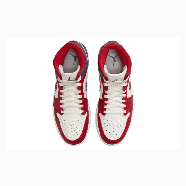 Blue / Red Women's Nike Mid Basketball Shoes Air Jordan 1 | JD-823PM