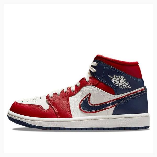 Blue / Red Women\'s Nike Mid Basketball Shoes Air Jordan 1 | JD-823PM