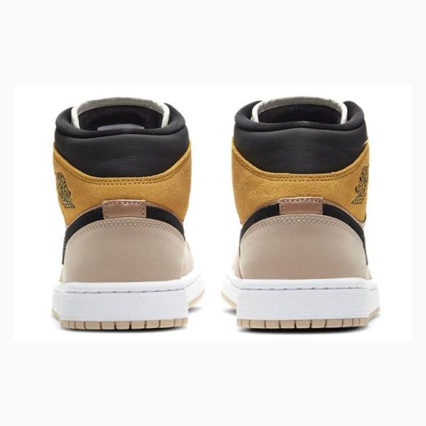 Brown / Gold Women's Nike Mid SE Particle Basketball Shoes Air Jordan 1 | JD-562GA