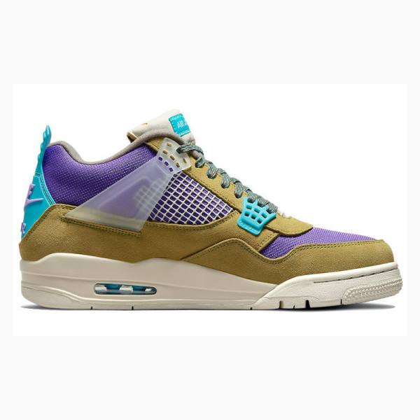 Brown / Purple / Blue Men's Nike X Union LA 'Desert Moss' 30 Basketball Shoes Air Jordan 4 | JD-180MG