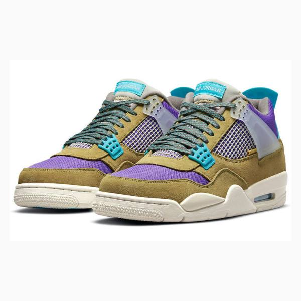 Brown / Purple / Blue Men's Nike X Union LA 'Desert Moss' 30 Basketball Shoes Air Jordan 4 | JD-180MG