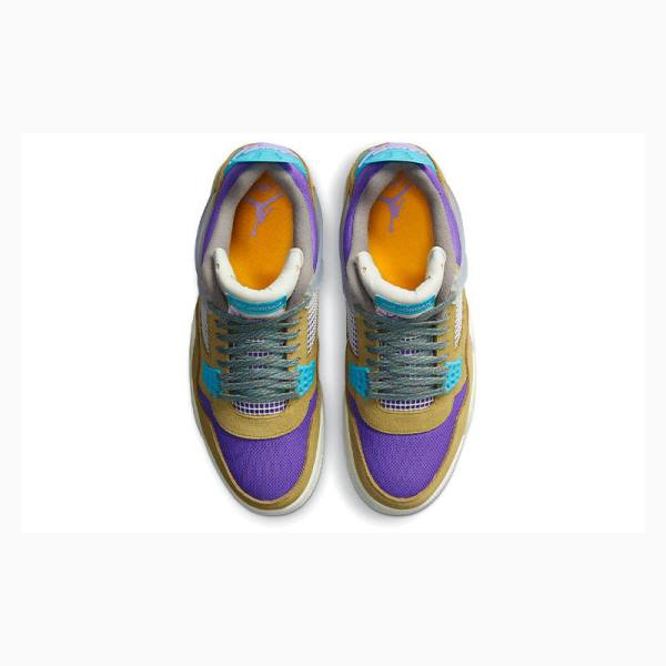 Brown / Purple / Blue Men's Nike X Union LA 'Desert Moss' 30 Basketball Shoes Air Jordan 4 | JD-180MG