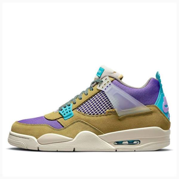 Brown / Purple / Blue Men\'s Nike X Union LA \'Desert Moss\' 30 Basketball Shoes Air Jordan 4 | JD-180MG