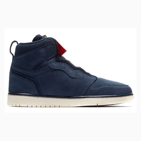 Dark Blue Women's Nike High Zip Basketball Shoes Air Jordan 1 | JD-258MG