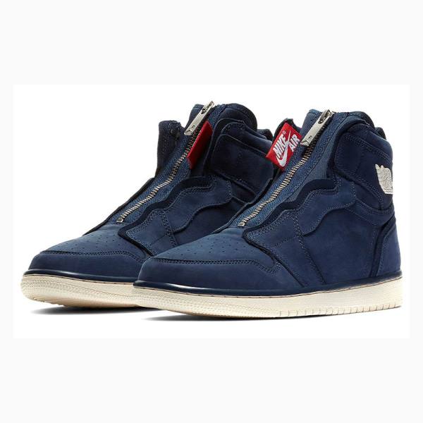 Dark Blue Women's Nike High Zip Basketball Shoes Air Jordan 1 | JD-258MG