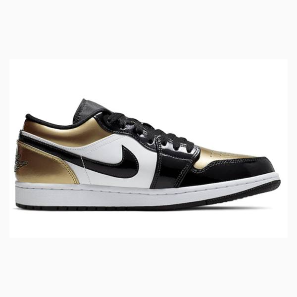 Gold / Black Men's Nike Low Sneakers Air Jordan 1 | JD-129BN