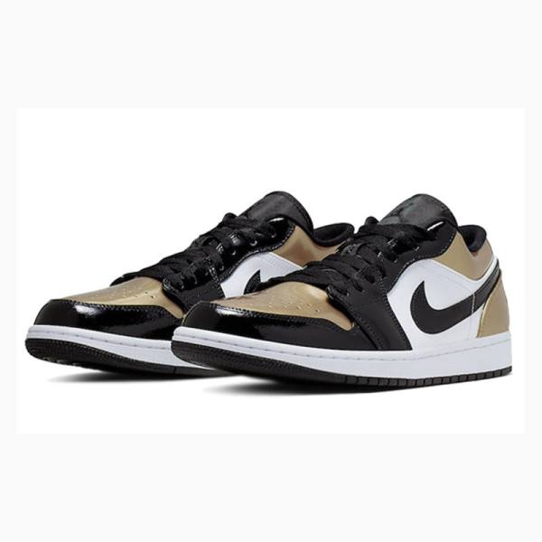 Gold / Black Men's Nike Low Sneakers Air Jordan 1 | JD-129BN