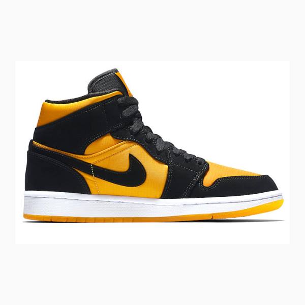 Gold / Black Men's Nike Mid Basketball Shoes Air Jordan 1 | JD-035CD