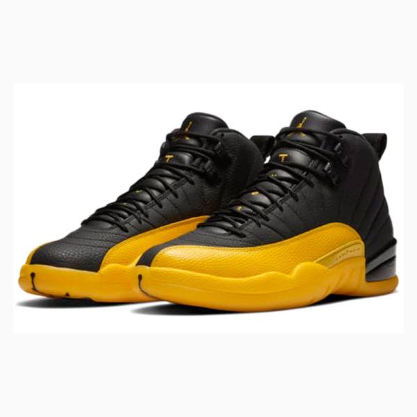 Gold / Black Men's Nike Retro Basketball Shoes Air Jordan 12 | JD-401WY