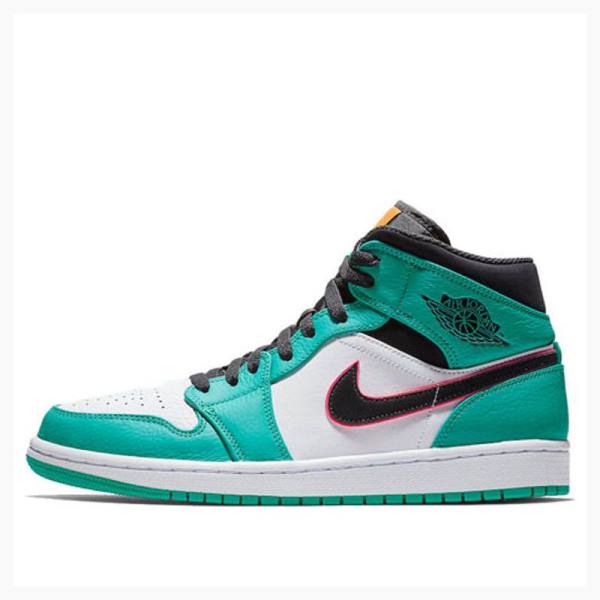 Green / Black Men\'s Nike Mid SE South Beach Basketball Shoes Air Jordan 1 | JD-701FZ