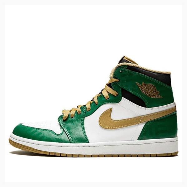 Green / Gold Men\'s Nike Retro High OG SVSM Basketball Shoes Air Jordan 1 | JD-509YX