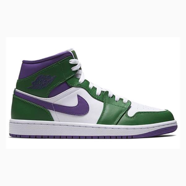 Green / Purple Men's Nike Mid Hulk Basketball Shoes Air Jordan 1 | JD-480LF