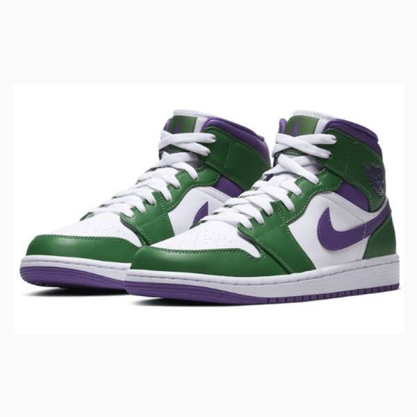 Green / Purple Men's Nike Mid Hulk Basketball Shoes Air Jordan 1 | JD-480LF