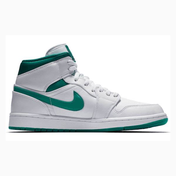 Green / White Men's Nike Mid Basketball Shoes Air Jordan 1 | JD-518TK